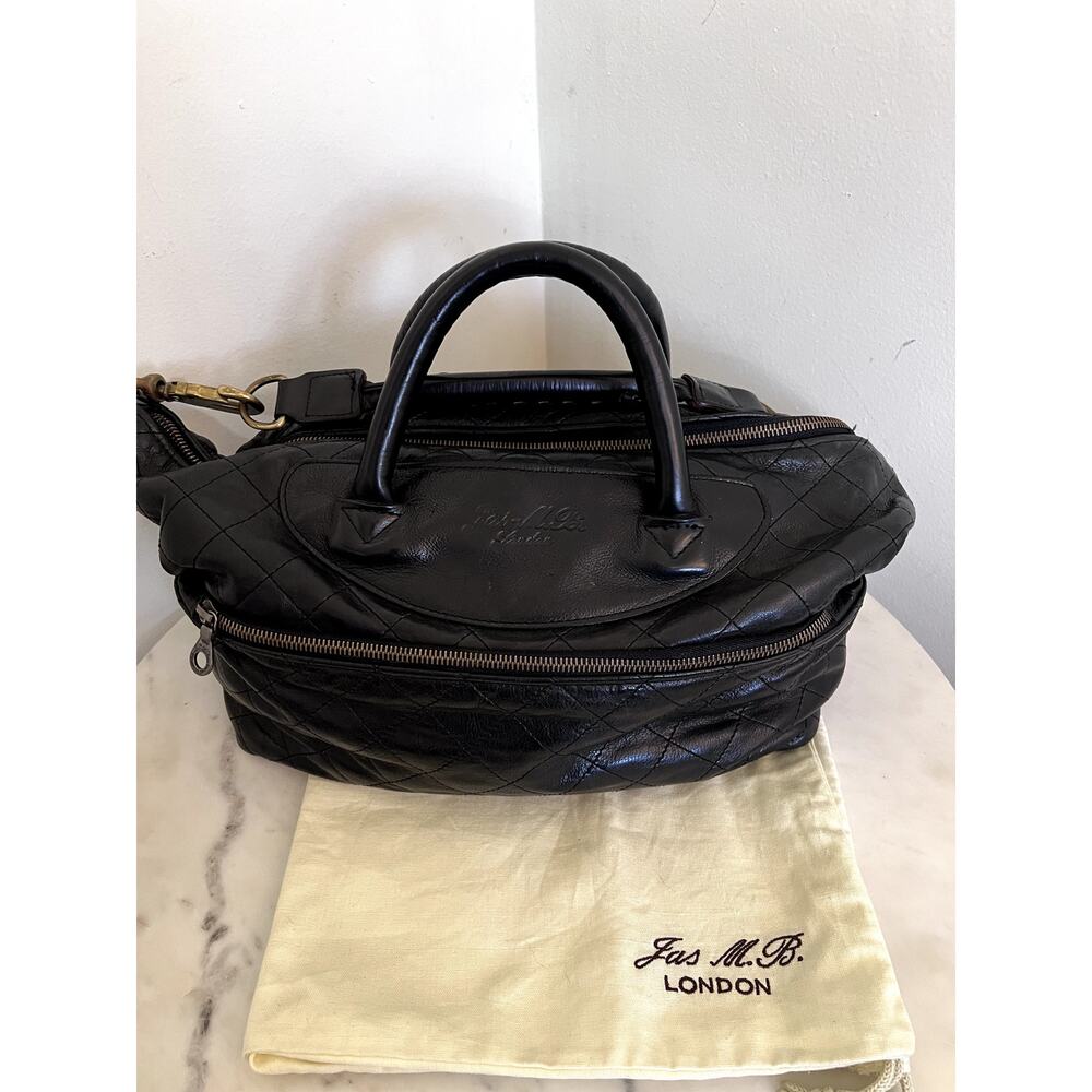 Cult Fav Jas M.B. London Quilted Leather Boston Bag Blk England FRED SEGAL